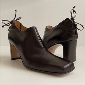 Bottega Veneta Brown Leather Tie Back Heels Booties